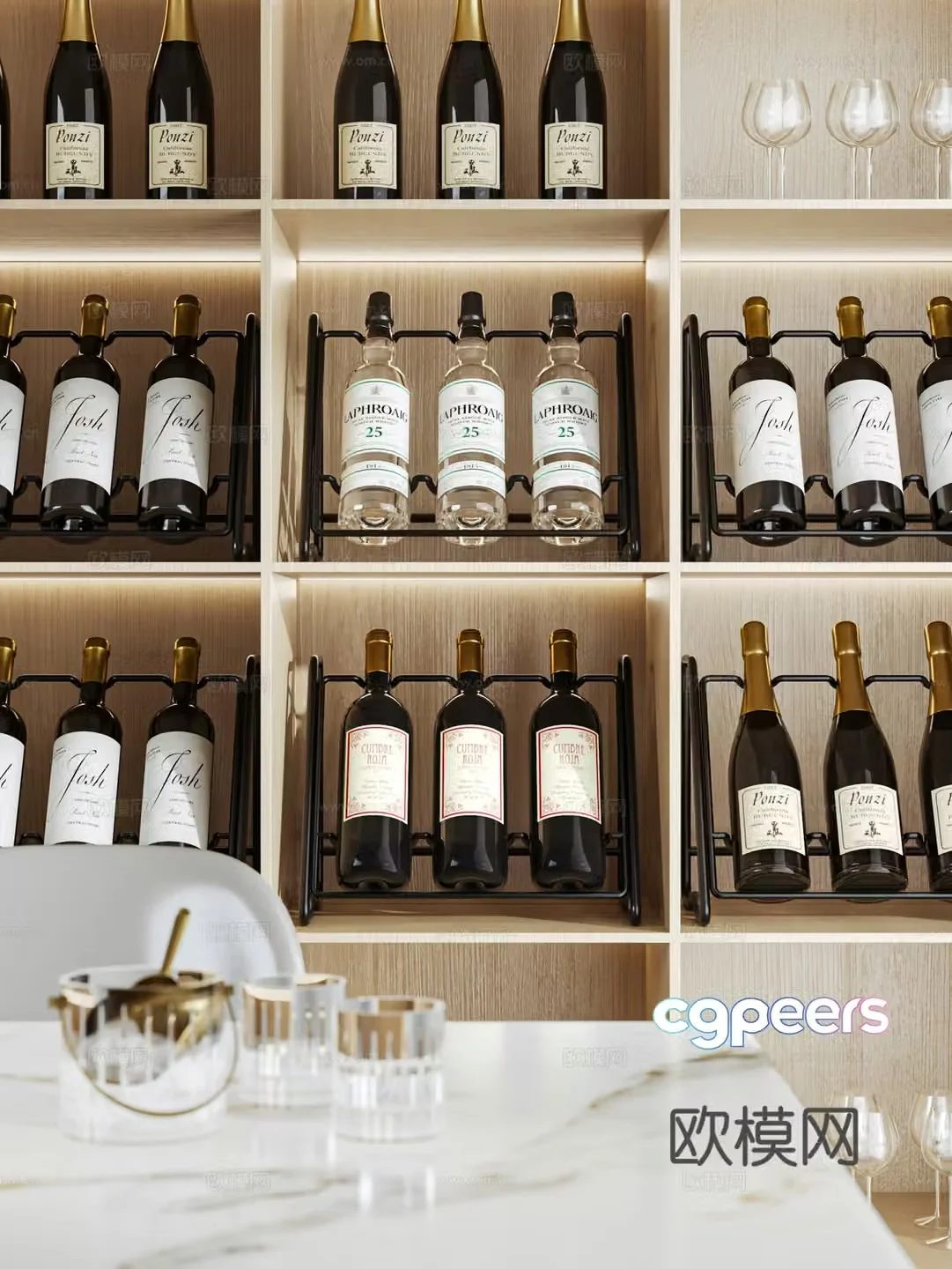 Modern wine cabinet red wine rack red wine 3d model