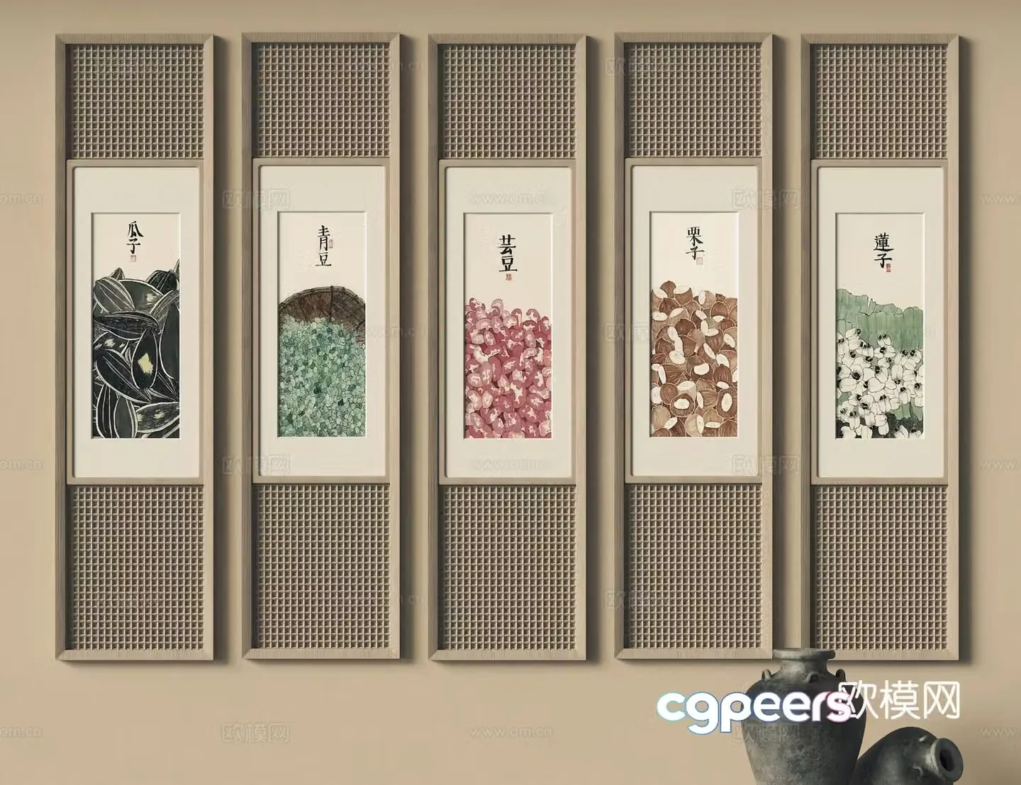 New Chinese style hanging painting 3D model