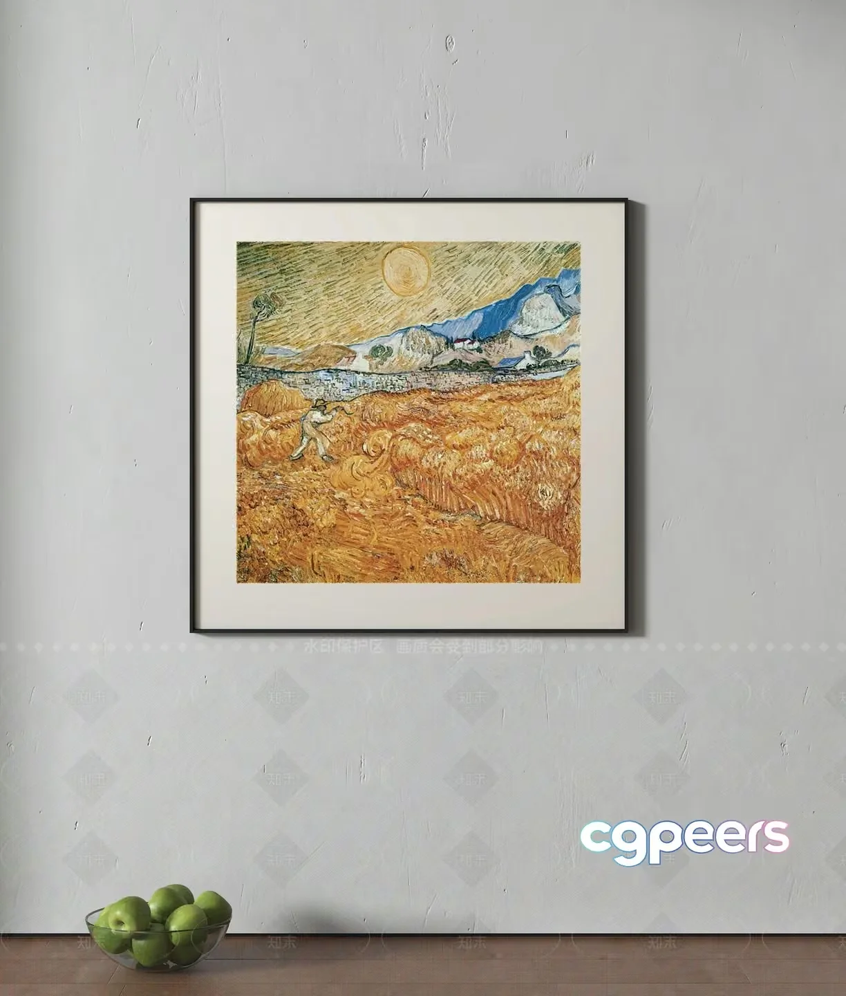 Framed Painting With A Bowl Of Apples 3D Model – 11915 – VRAY Render