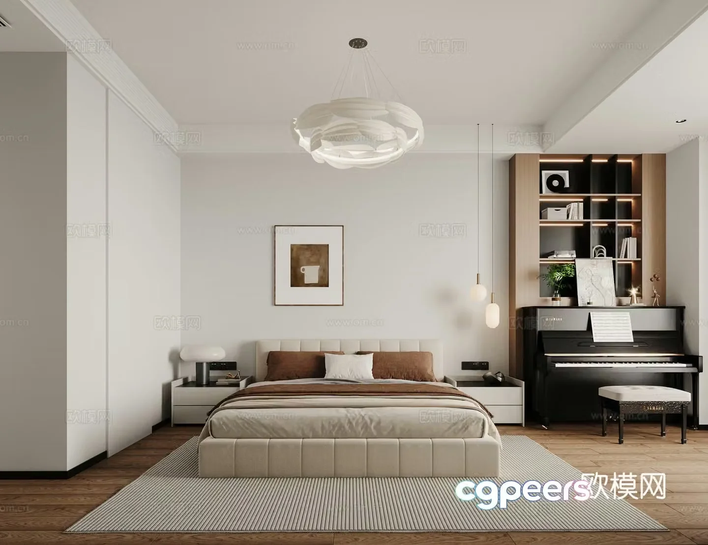 Modern piano bedroom 3d model