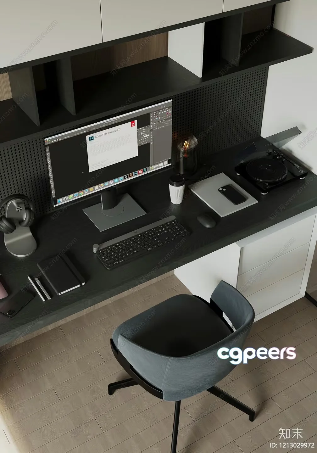 Modern Home Office Setup 3D Model – 12797 – VRAY Render