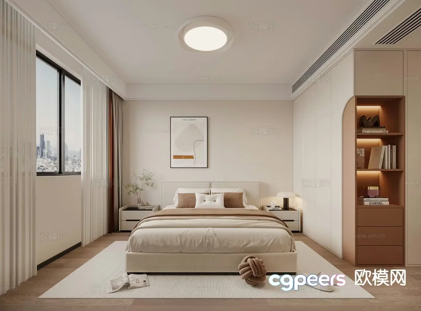 Creamy Bedroom Master Bedroom 3D Model