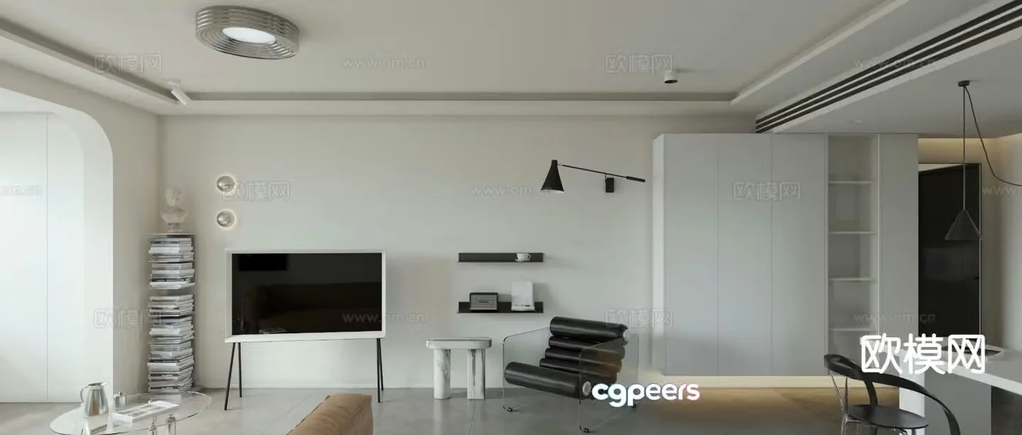 Minimalist restaurant 3d model