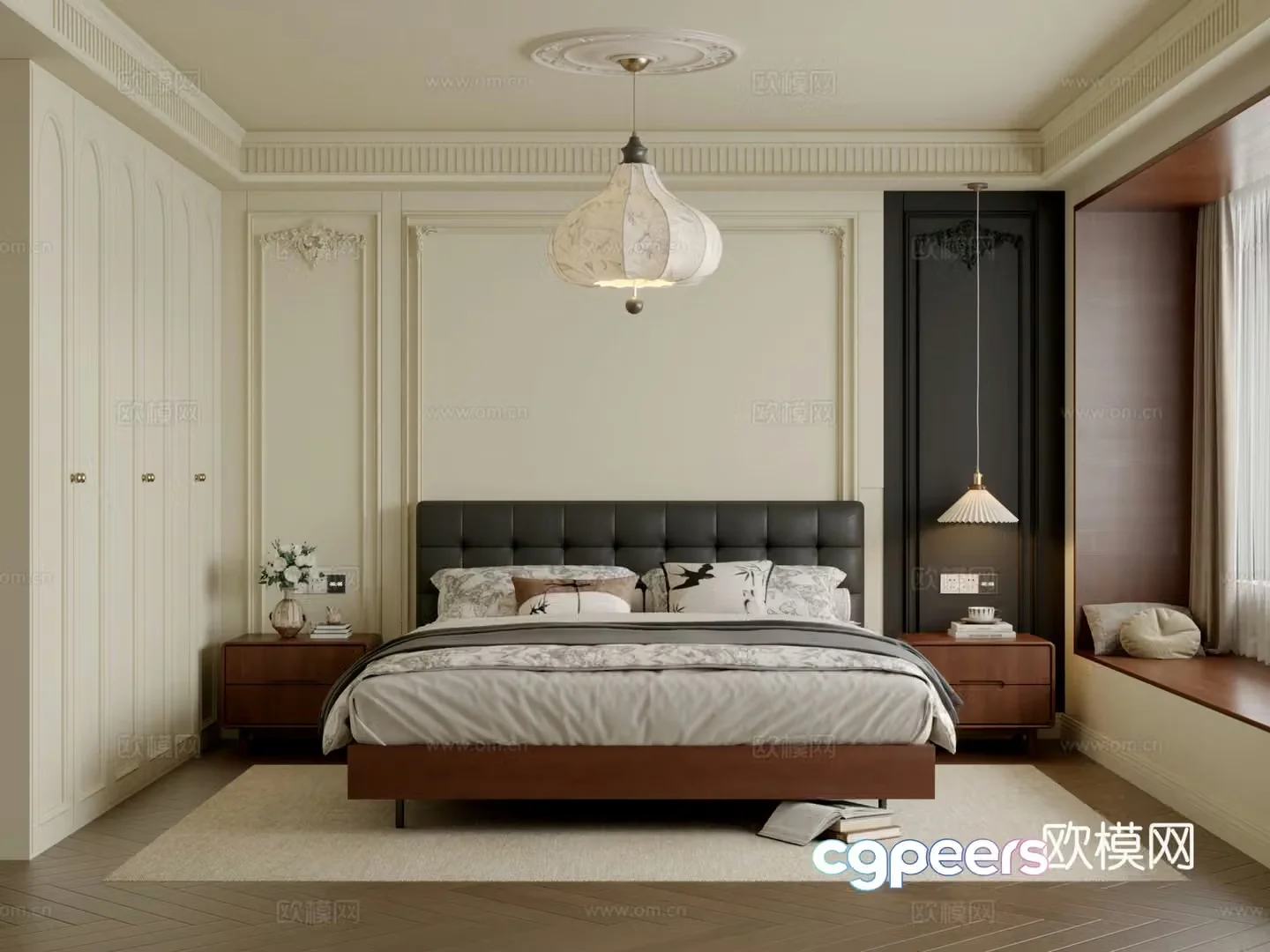 French retro bedroom 3d model