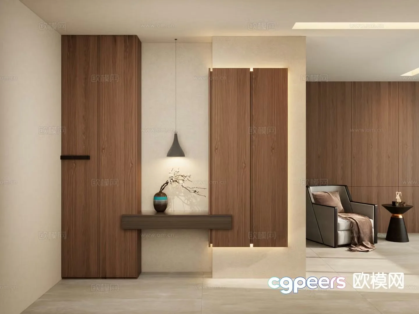 New Chinese style entrance aisle 3D model