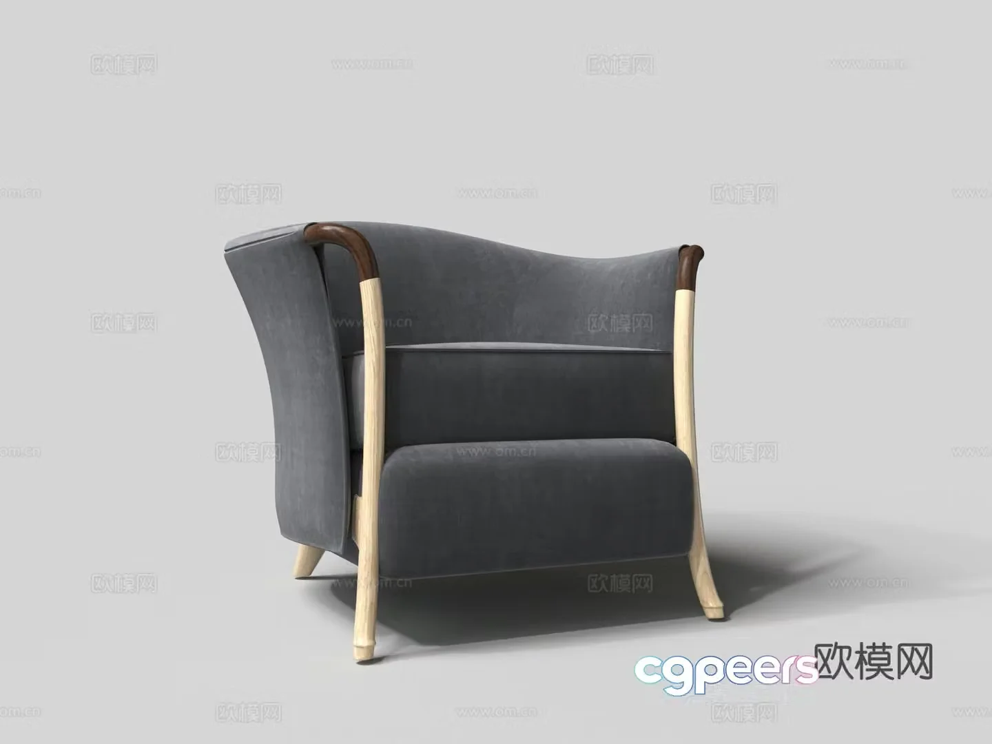 Modern simple velvet sofa single sofa 3d model