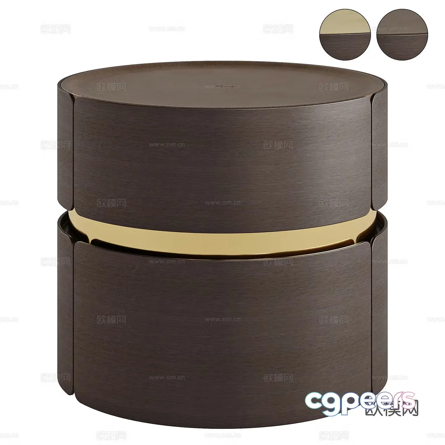 Modern Italian light luxury round bedside table 3D model
