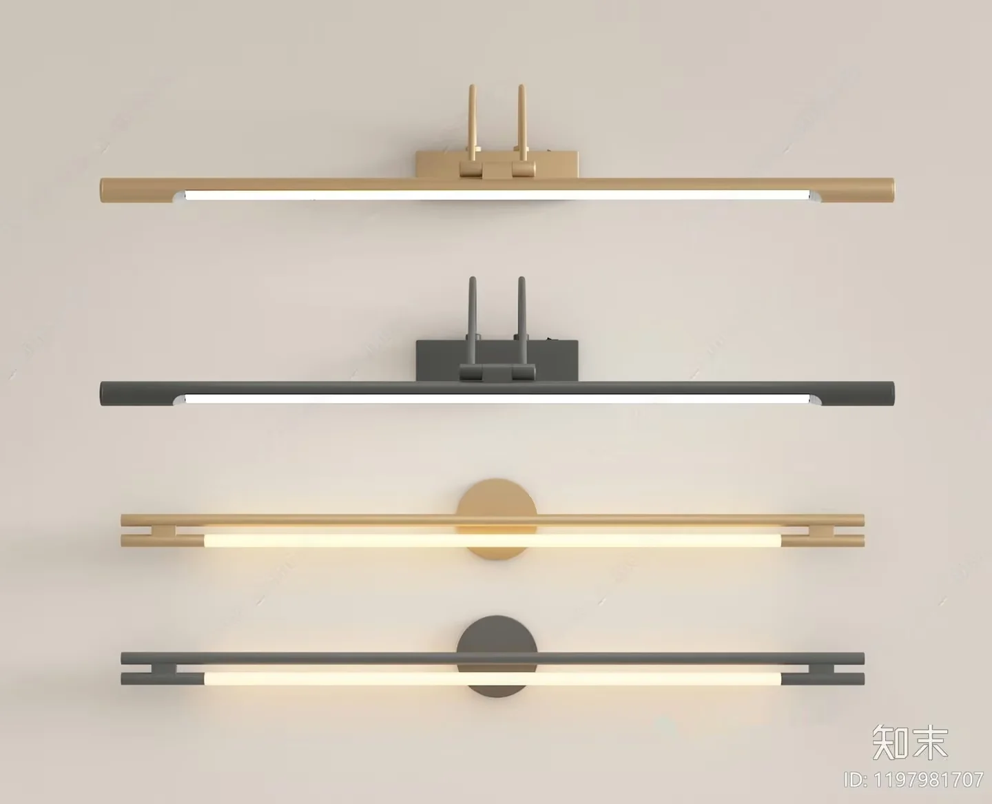 Gold Light Fixture 3D Model – 8034 – VRAY Render
