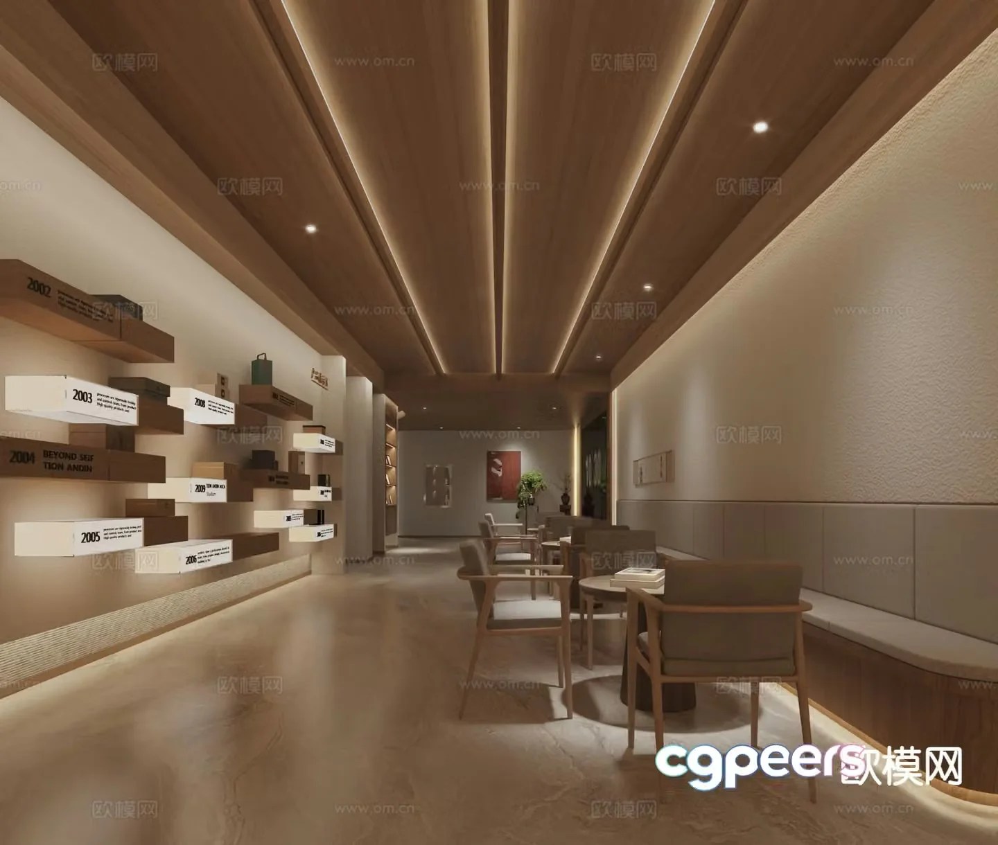 Modern office aisle display wall 3d model