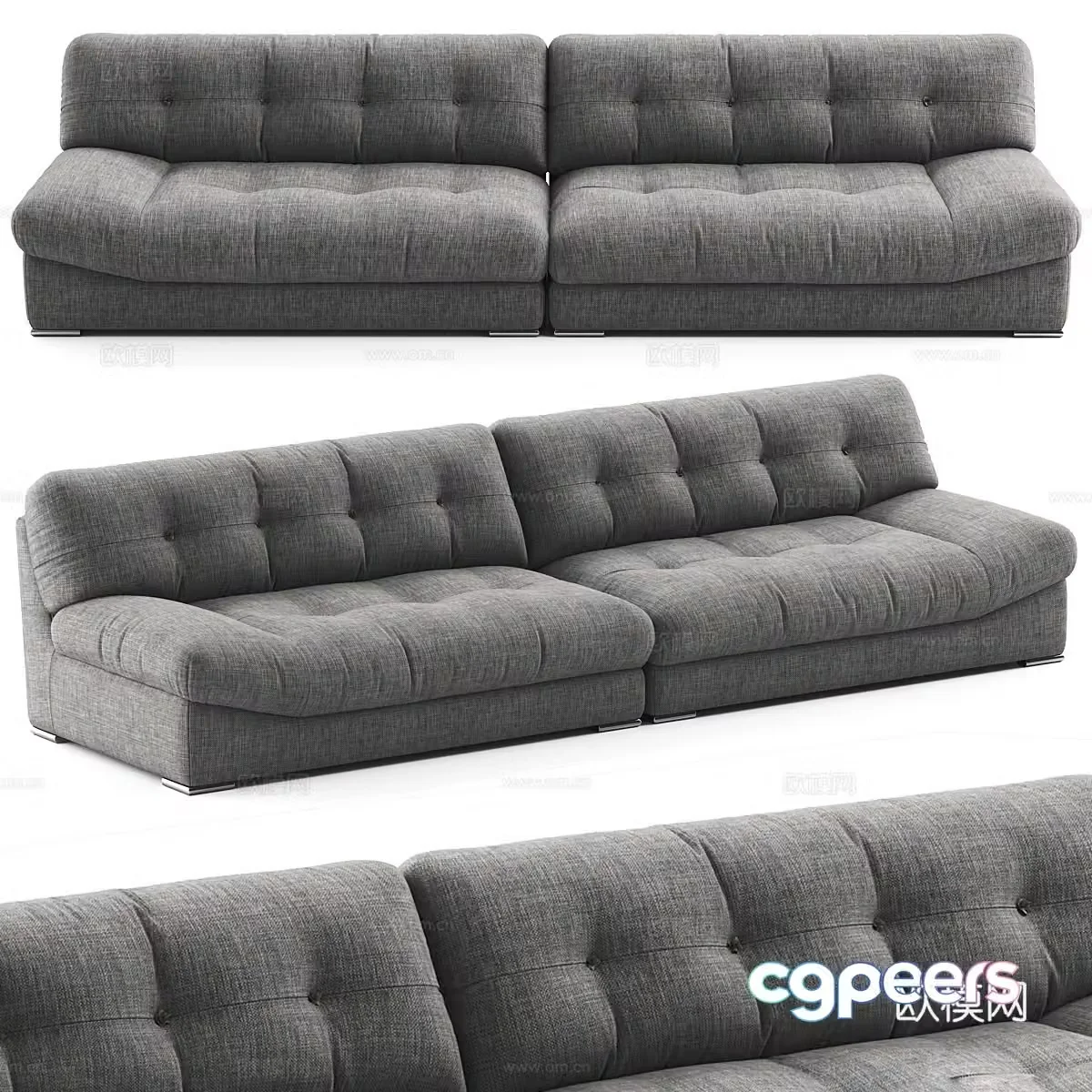 Modern simple double sofa double sofa simple sofa living room sofa pillow 3D model