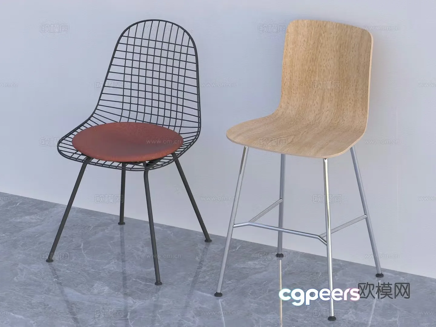Single chair Bar chair 3d model