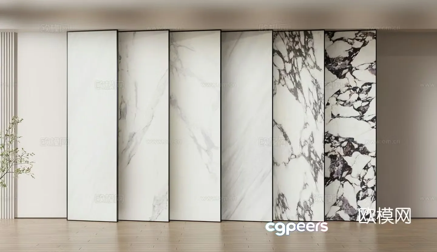 Modern wainscoting wall decorative panels marble slab 3d model