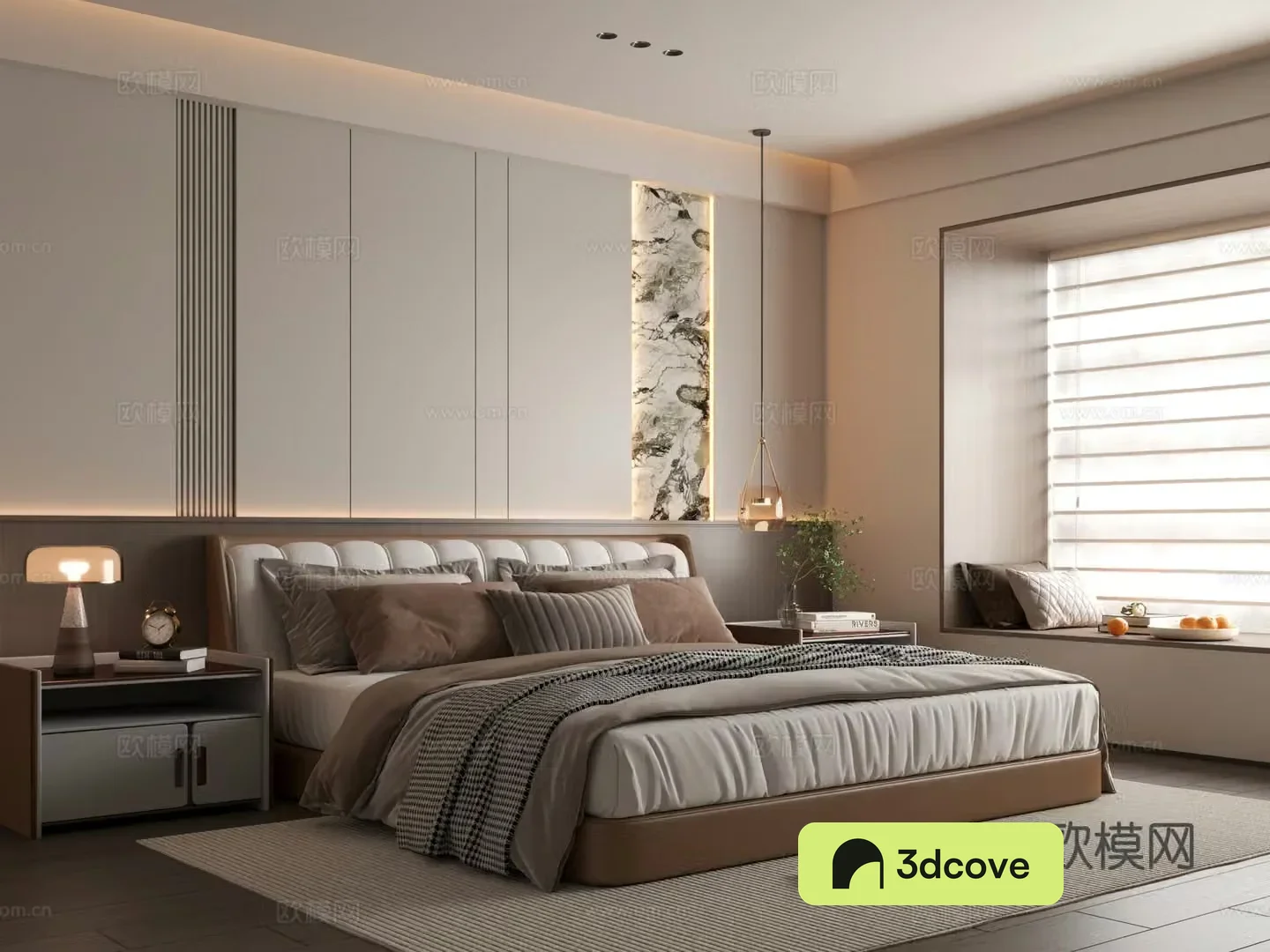 Modern bedroom Italian bedroom Background Wall