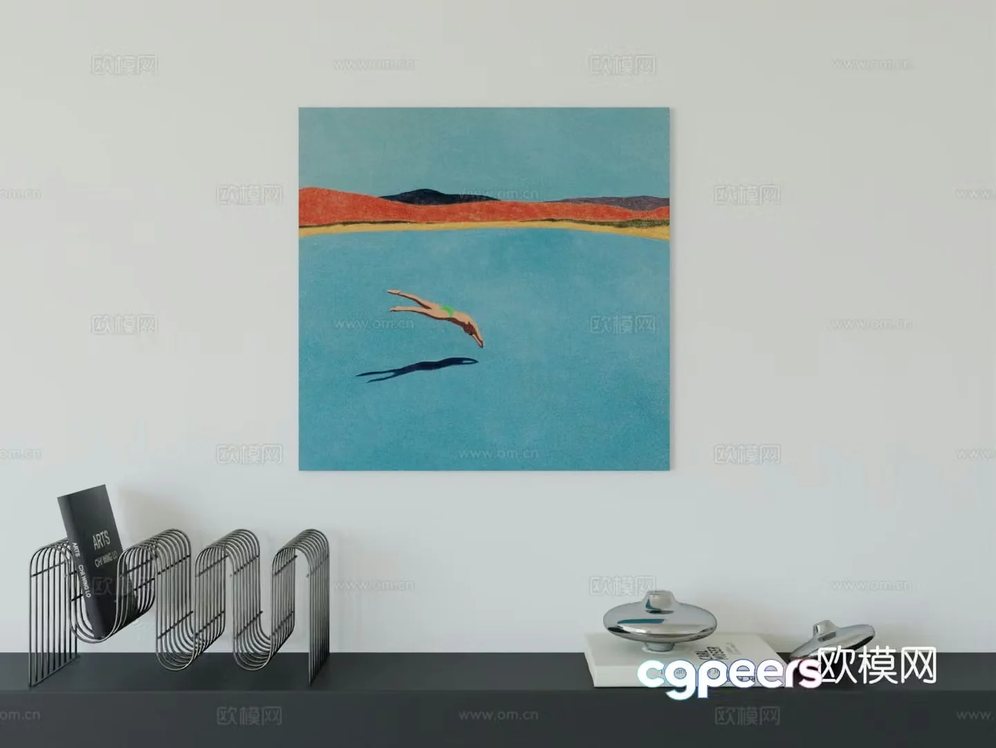 Modern minimalist hanging painting Bauhaus art hanging painting 3d model