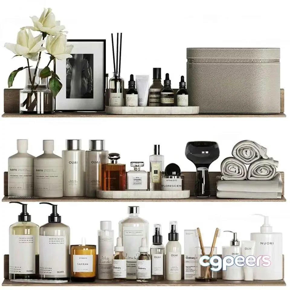 Modern Bathroom Shelves 3D Model – 16671 – CORONA Render