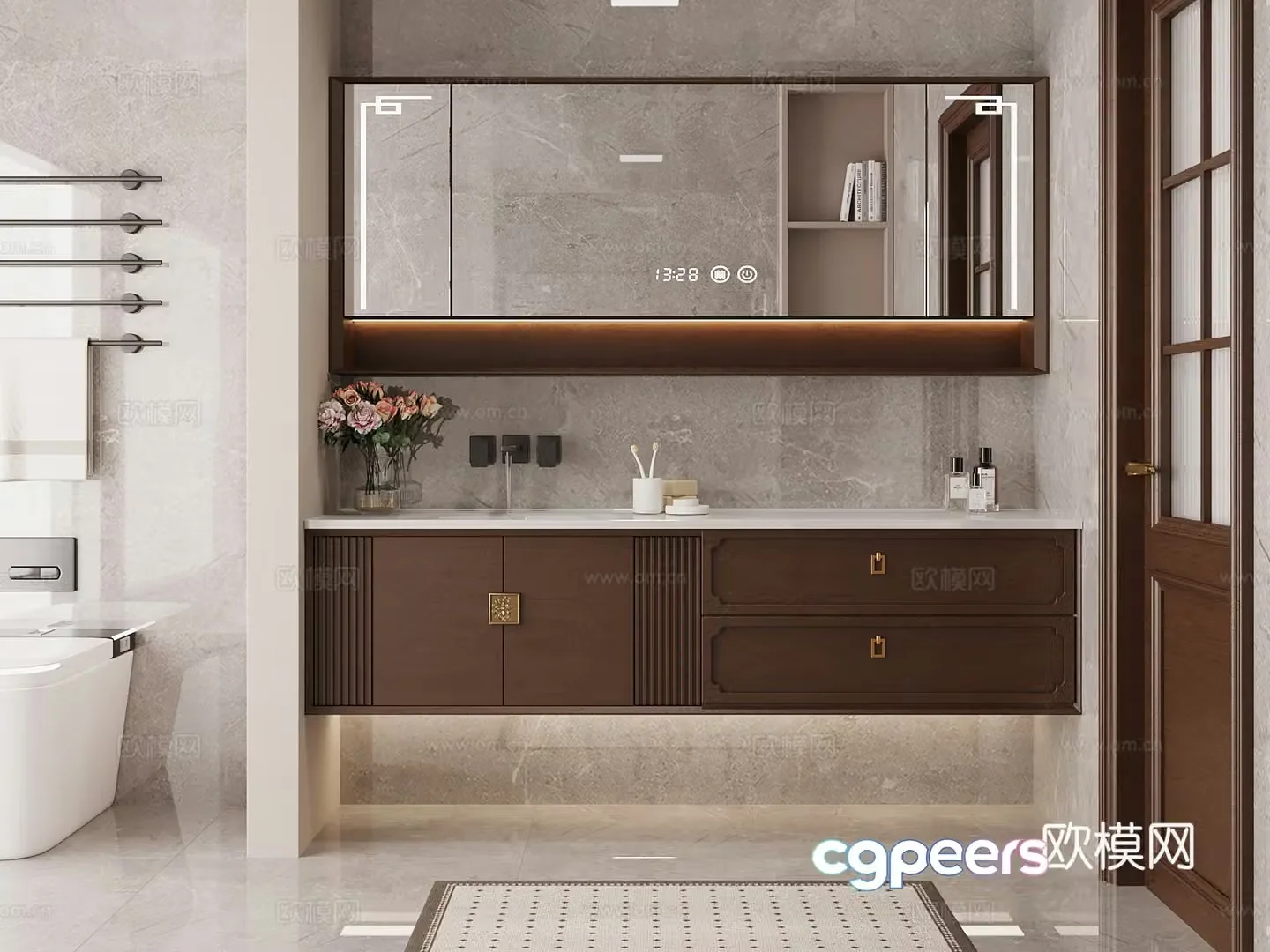 Bathroom New Chinese-style bathroom Bathroom cabinet 3D model
