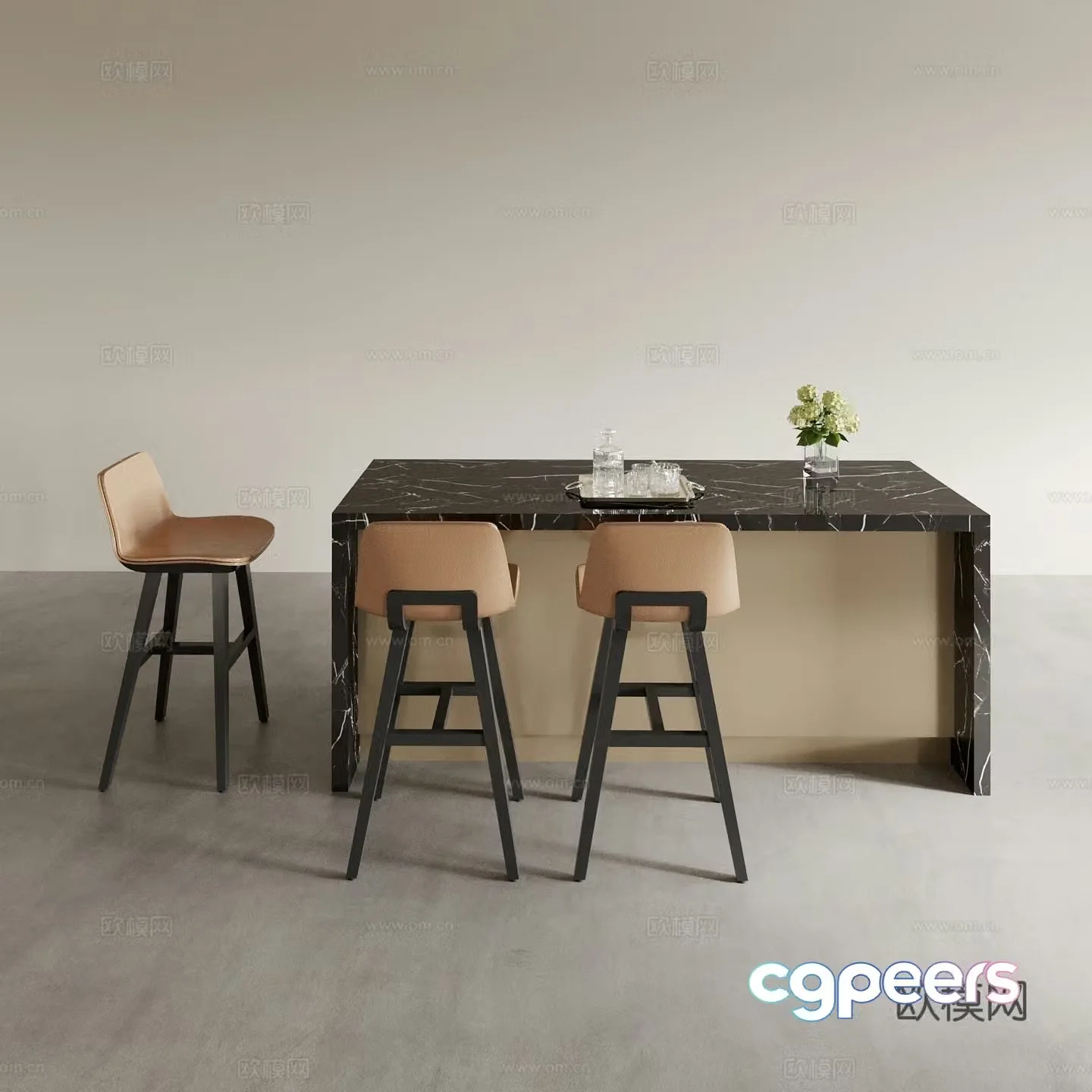 Bar counter island island 3d model