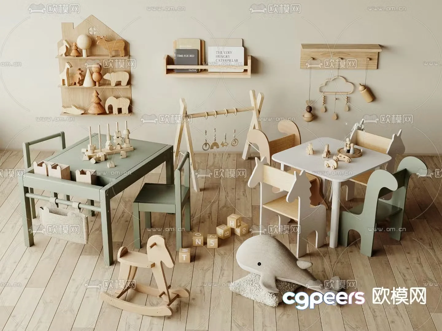 Children’s table and chair game table 3d model