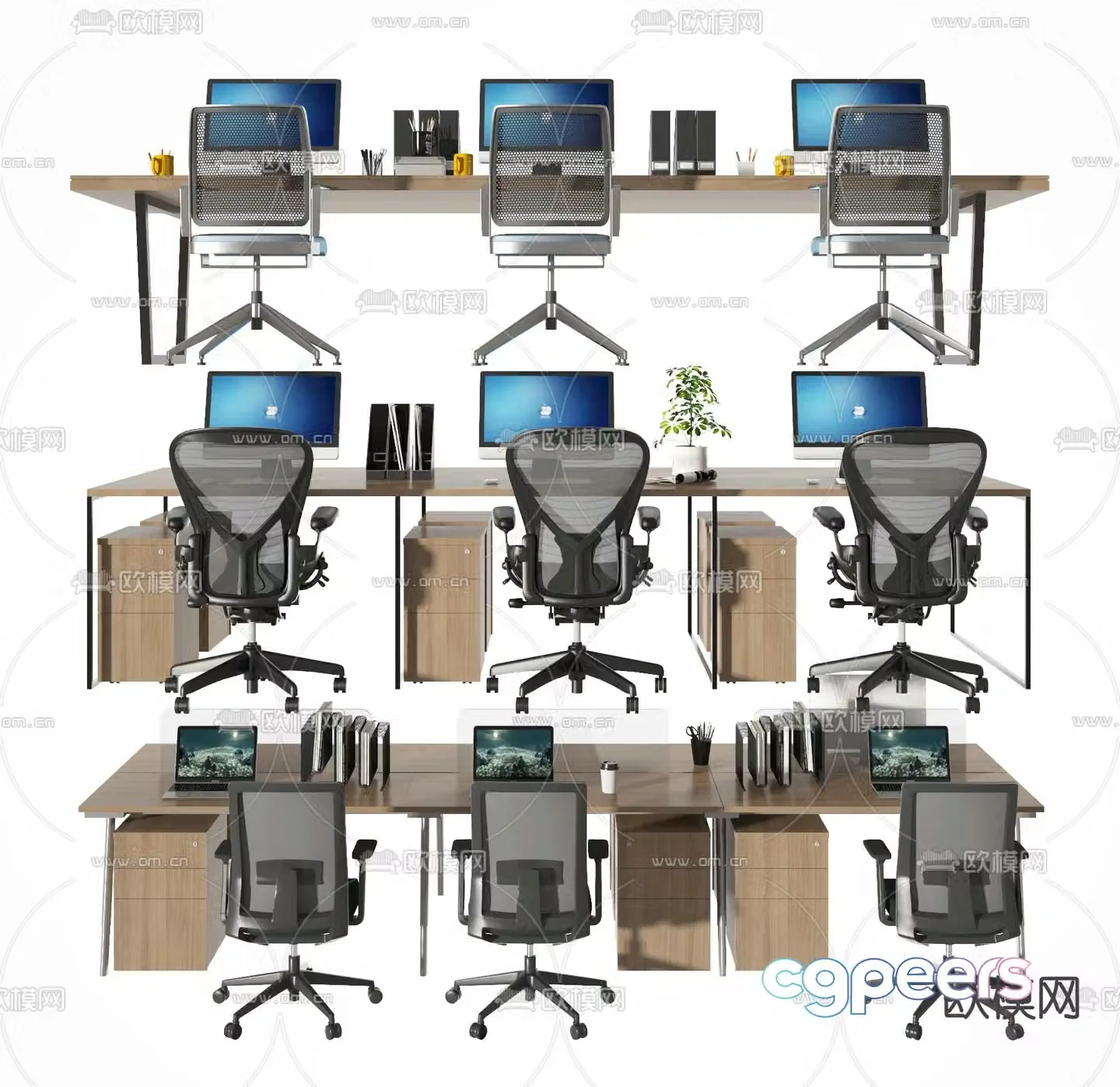 Office desk and chair card table 3d model
