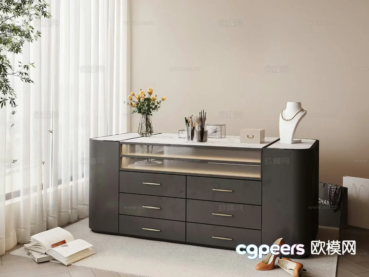 Italian jewelry cabinet Zhongdao cabinet Jewelry cabinet 3D model