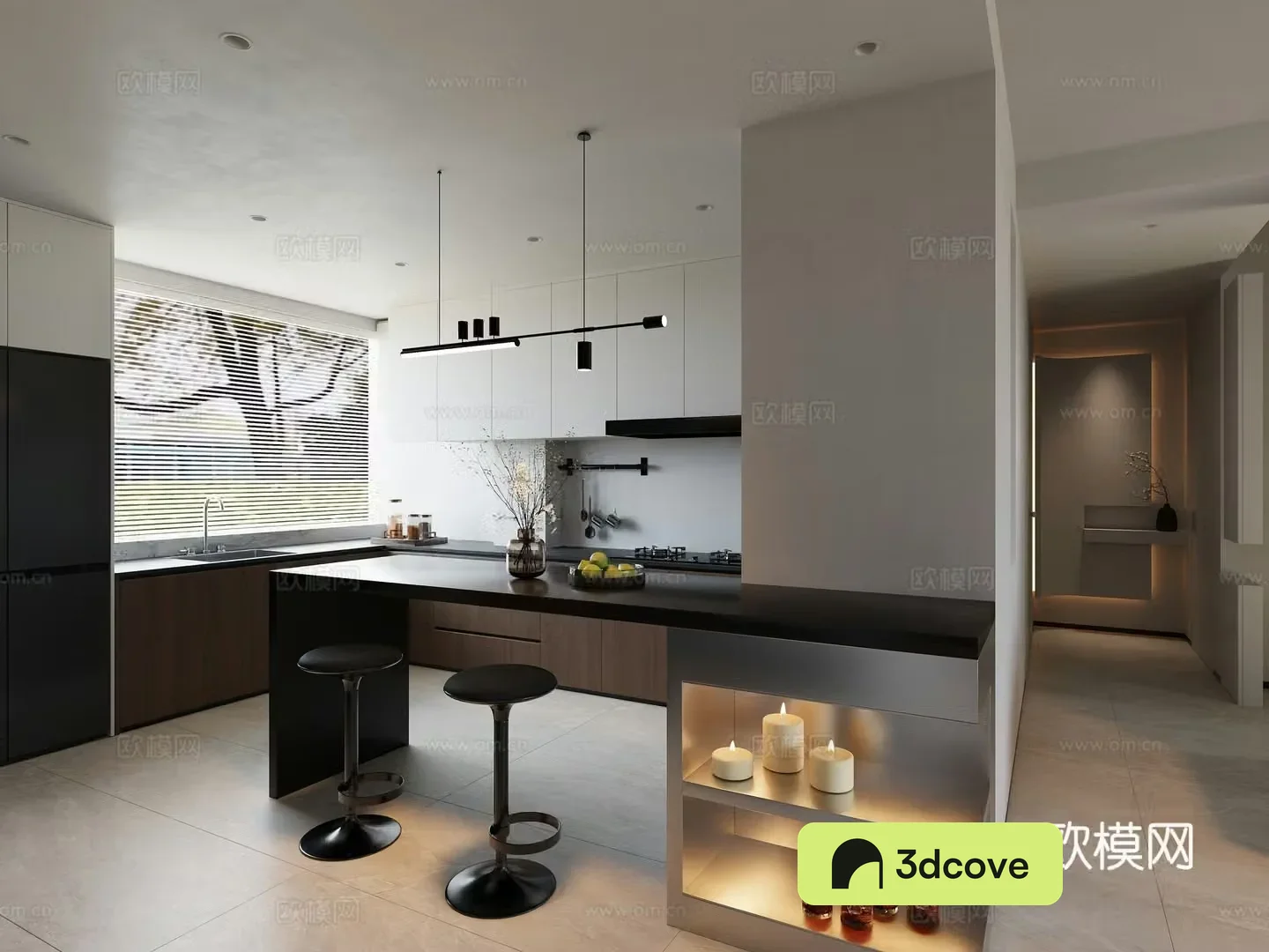Modern log open kitchen