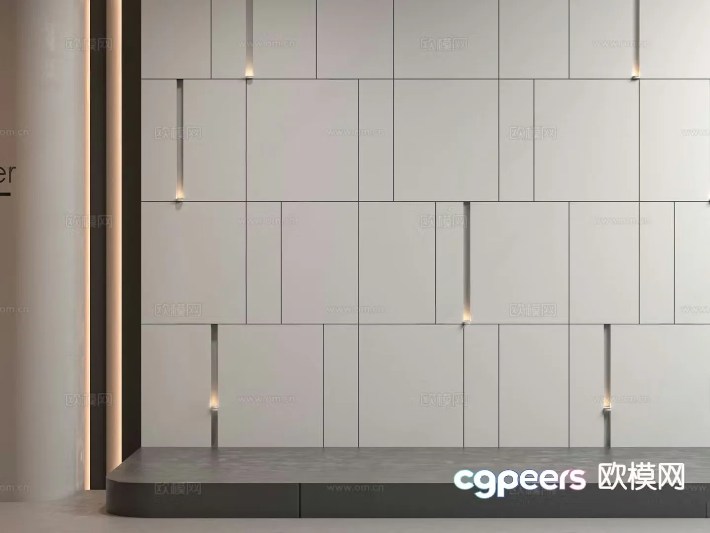 Modern stone modeling wall background wall brilliance wall 3d model