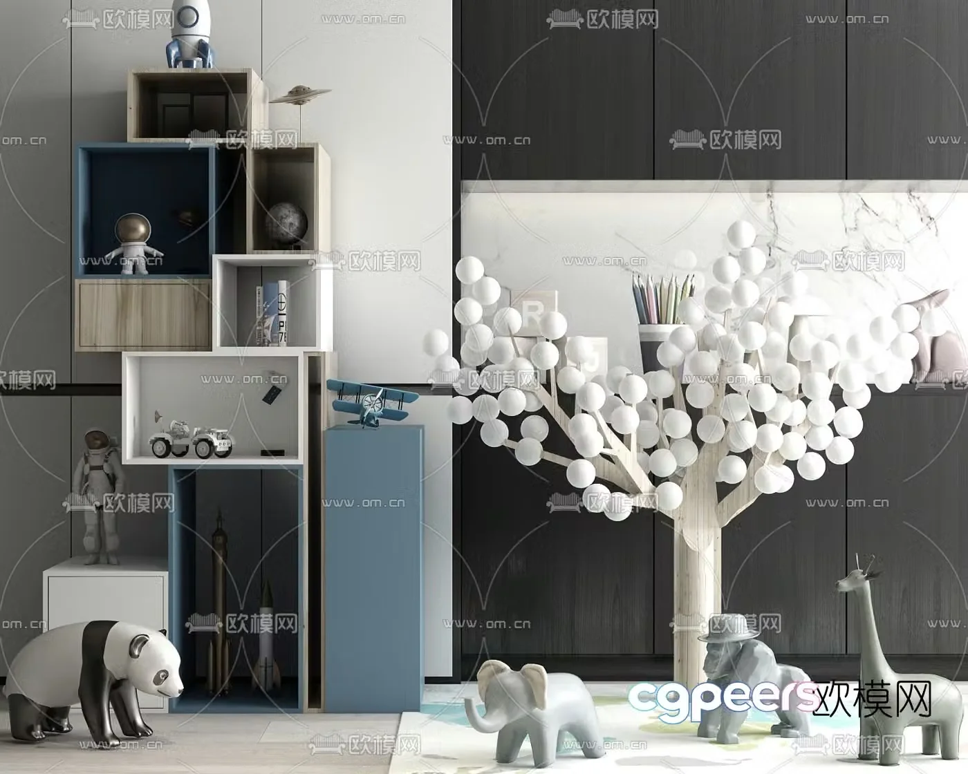 Modern children’s decorative cabinet doll 3d model