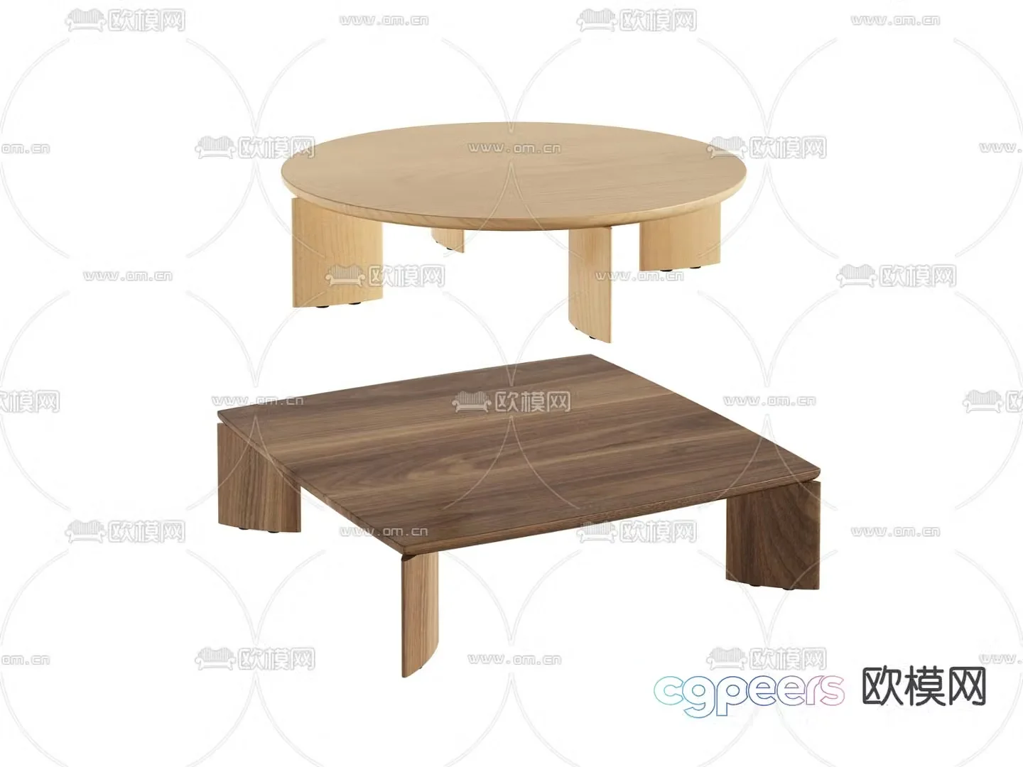 Solid wood coffee table round coffee table 3D model