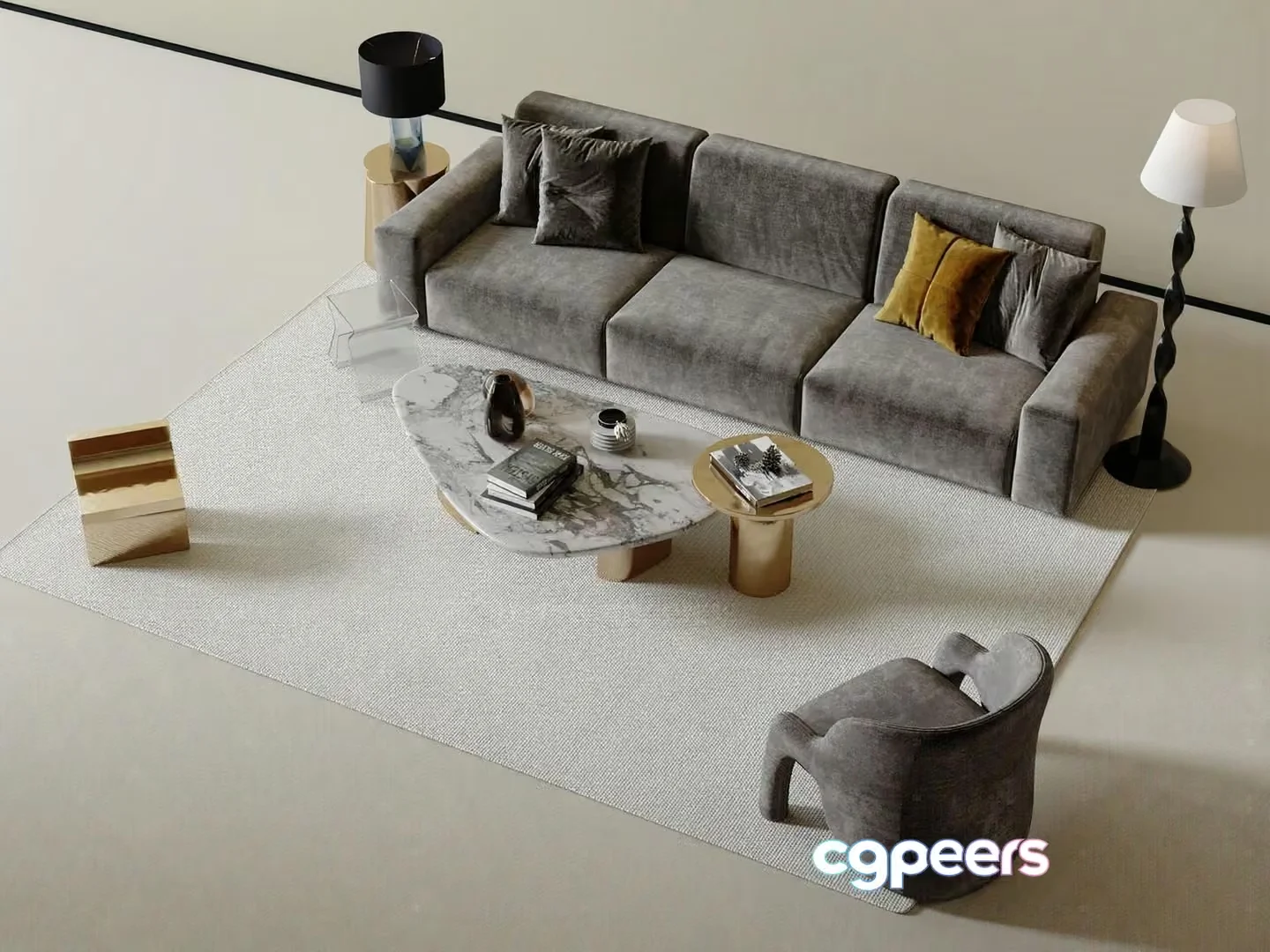 Modern Living Room 3D Model – 13726 – VRAY Render