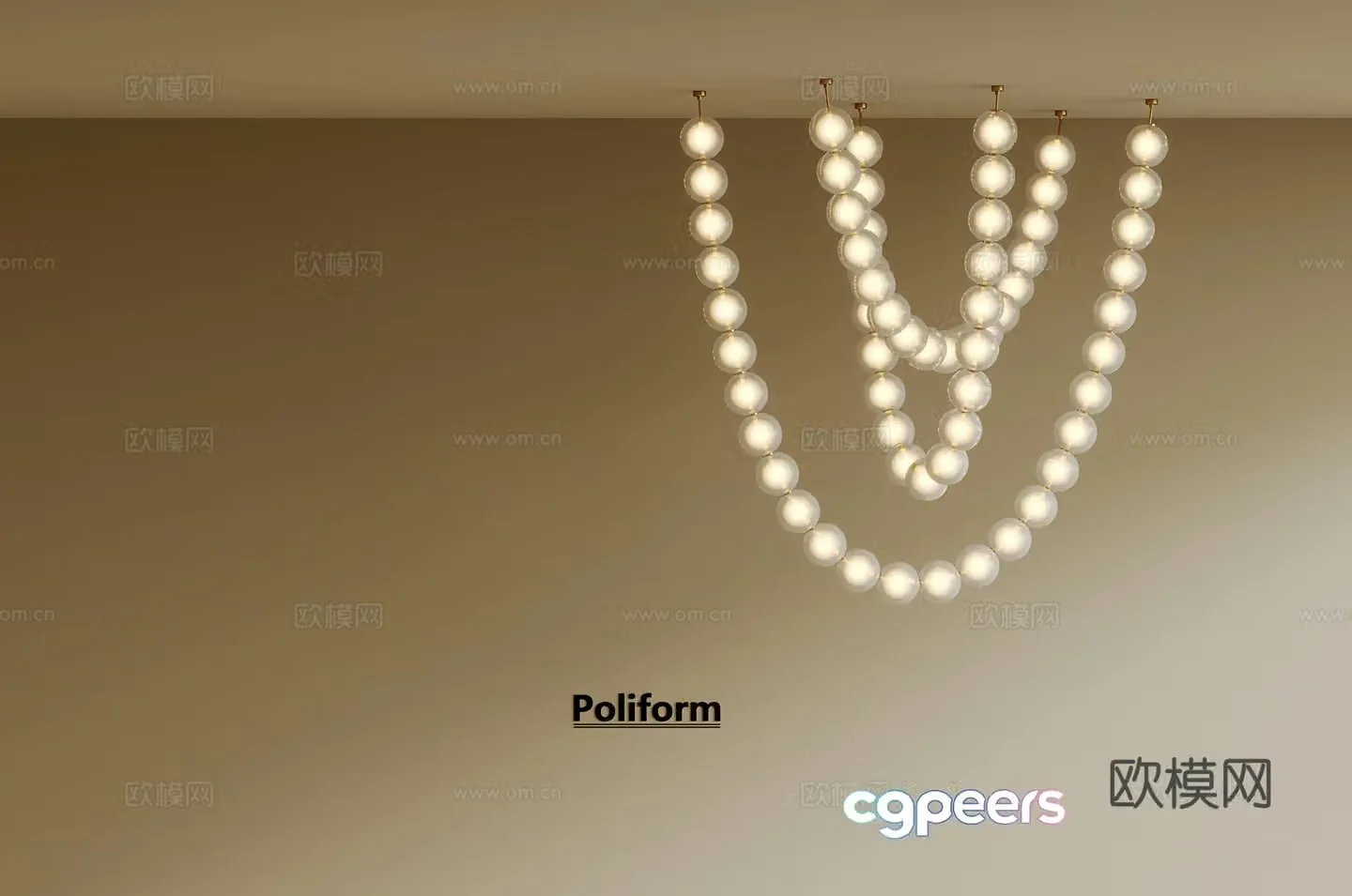 Creamy wind chandelier 3d model