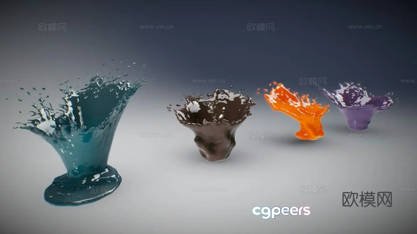 modern fountain water splash juice liquid flow fluid 3d model