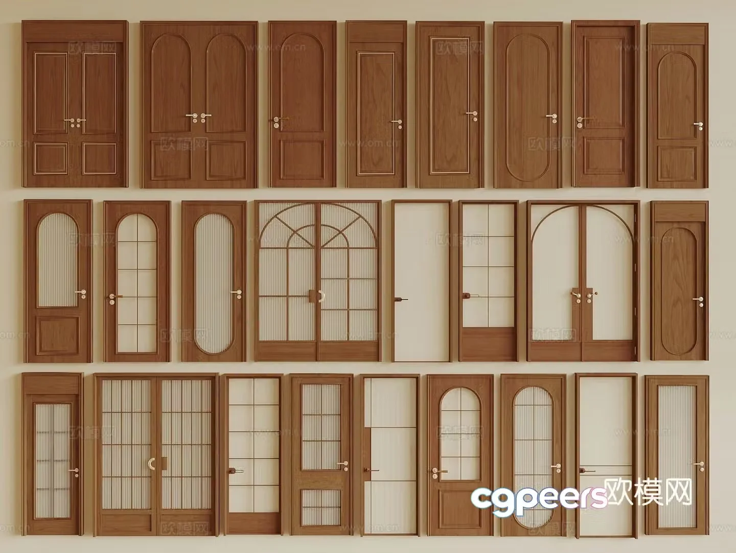 Wasabi Middle Agestic Door Combination Wasabi Middle Agestic Door Single Opening Entrance Door Bedroom Door Bathroom Door 3D Model