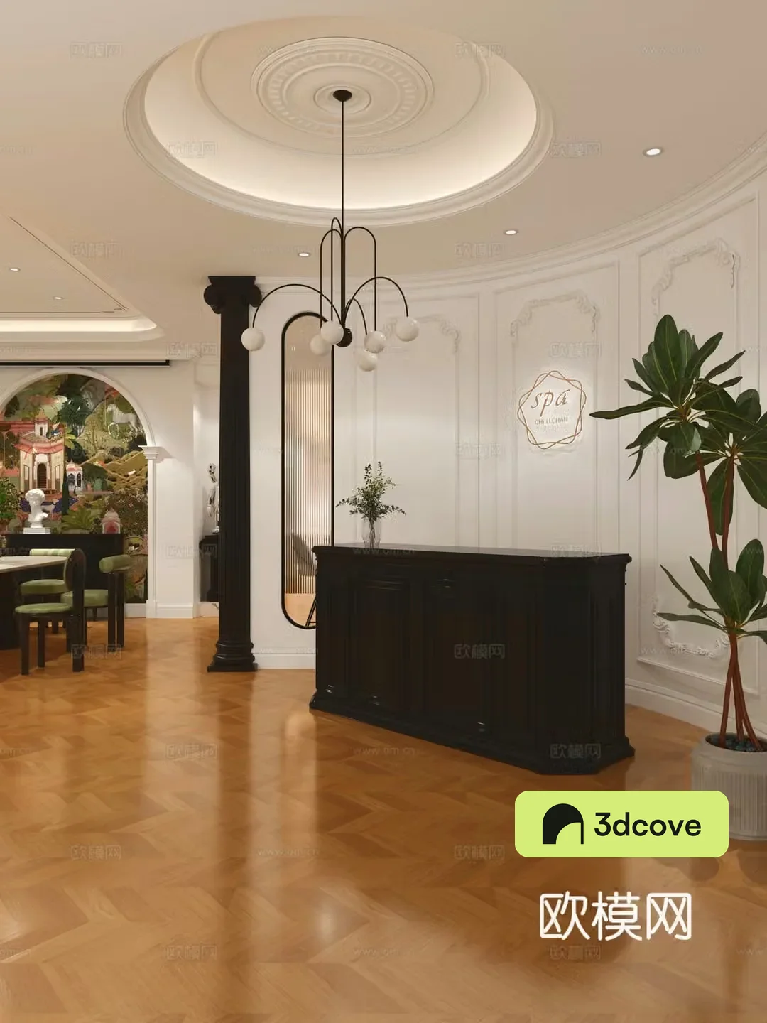 French beauty salon beauty bed Reception area Recreation area Aisle 3D model
