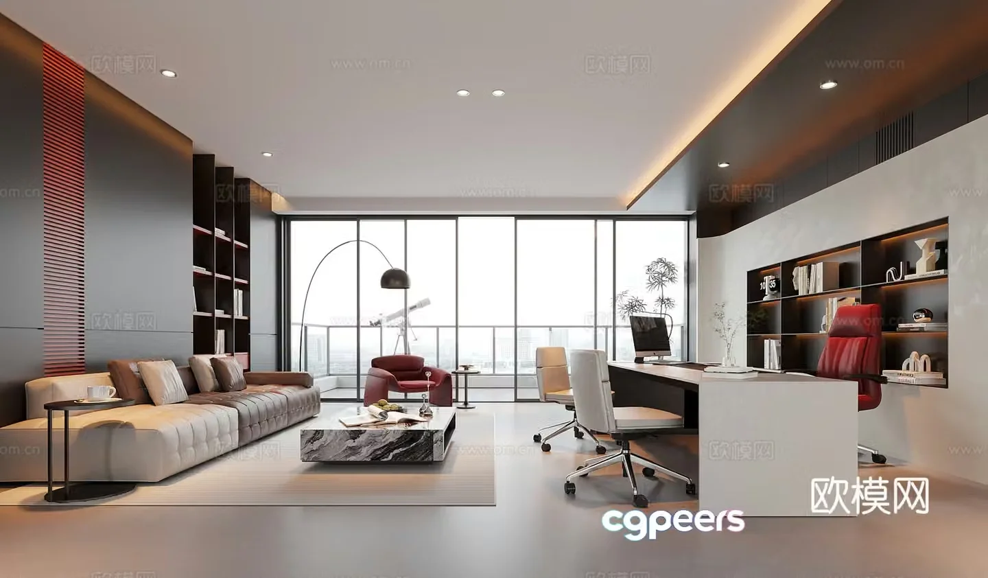 Modern General Manager Office Chairman Office Boss Office 3D Model
