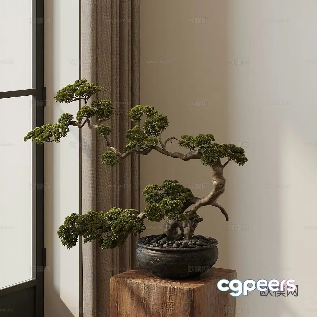 New Chinese Potted Plants Welcoming Pine Potted Plant 3D Model