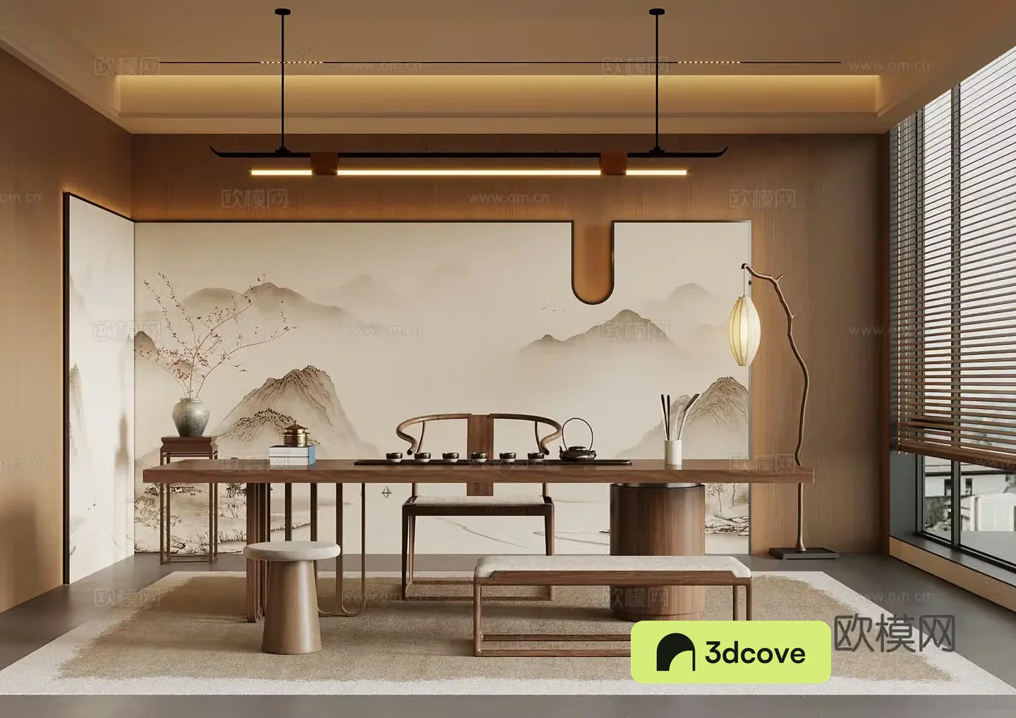 New Chinese-style tea room tea table and chair