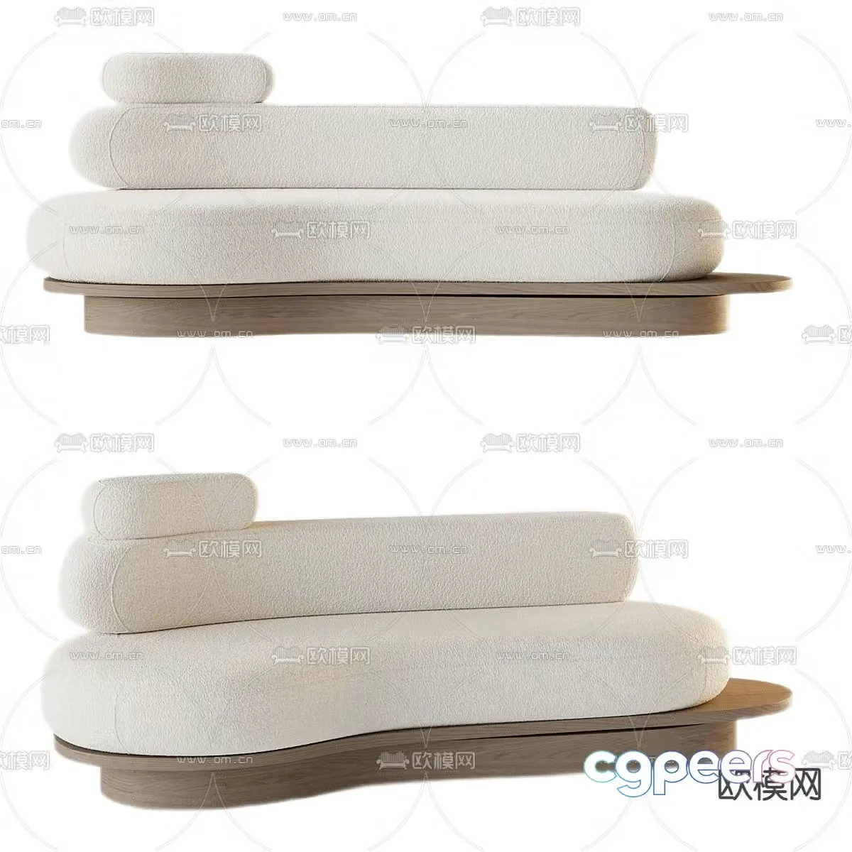Wabi-sabi style multi-person sofa 3D model