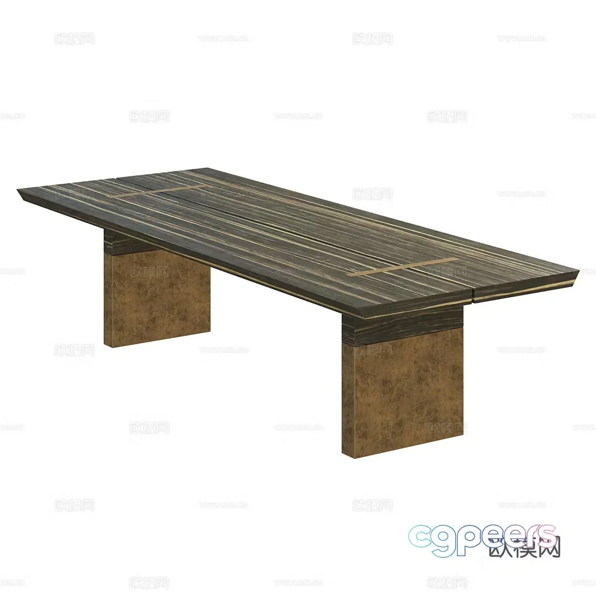 Modern Italian light luxury long dining table 3D model