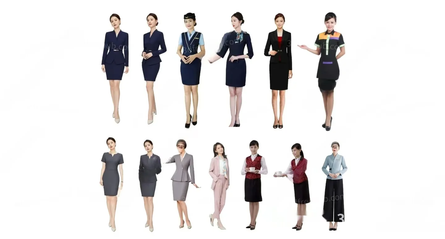 Flight Attendant 3D Model – 21590 – VRAY Render