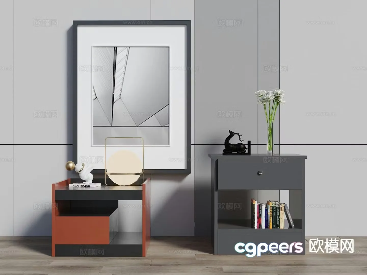 Modern bedside table 3d model