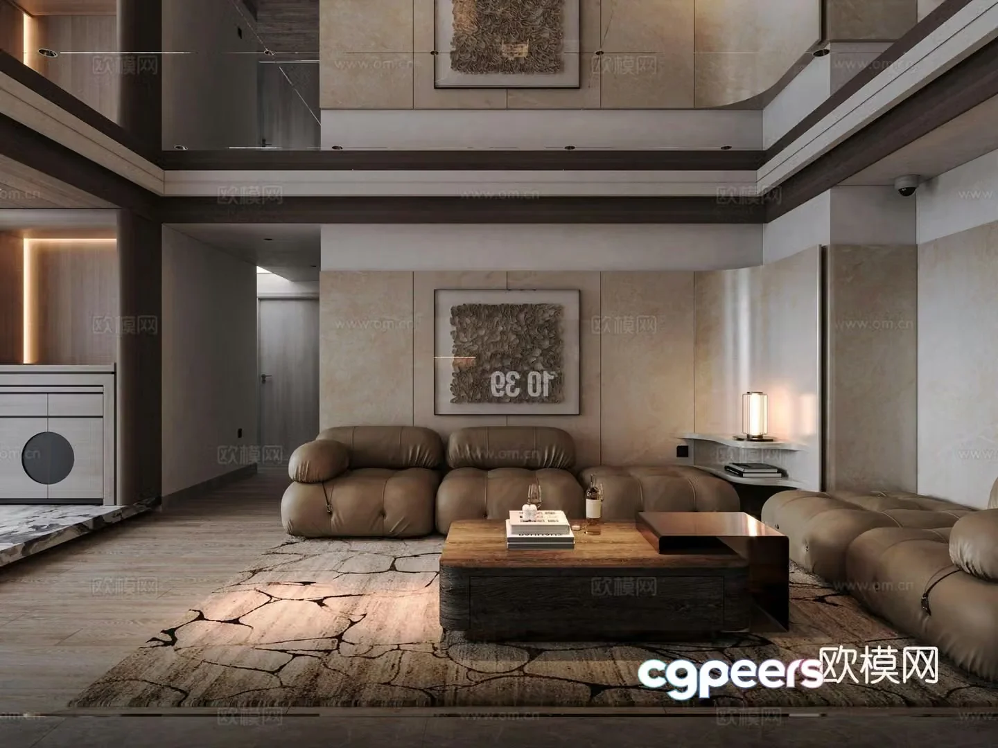 Modern living and dining Italian restaurant Light luxury living and dining room Sofa coffee table combination Open kitchen 3D model
