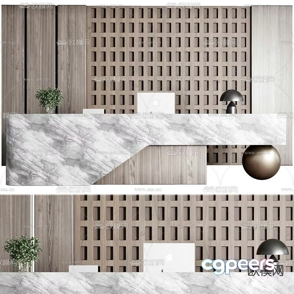 Front desk reception desk service desk 3d model