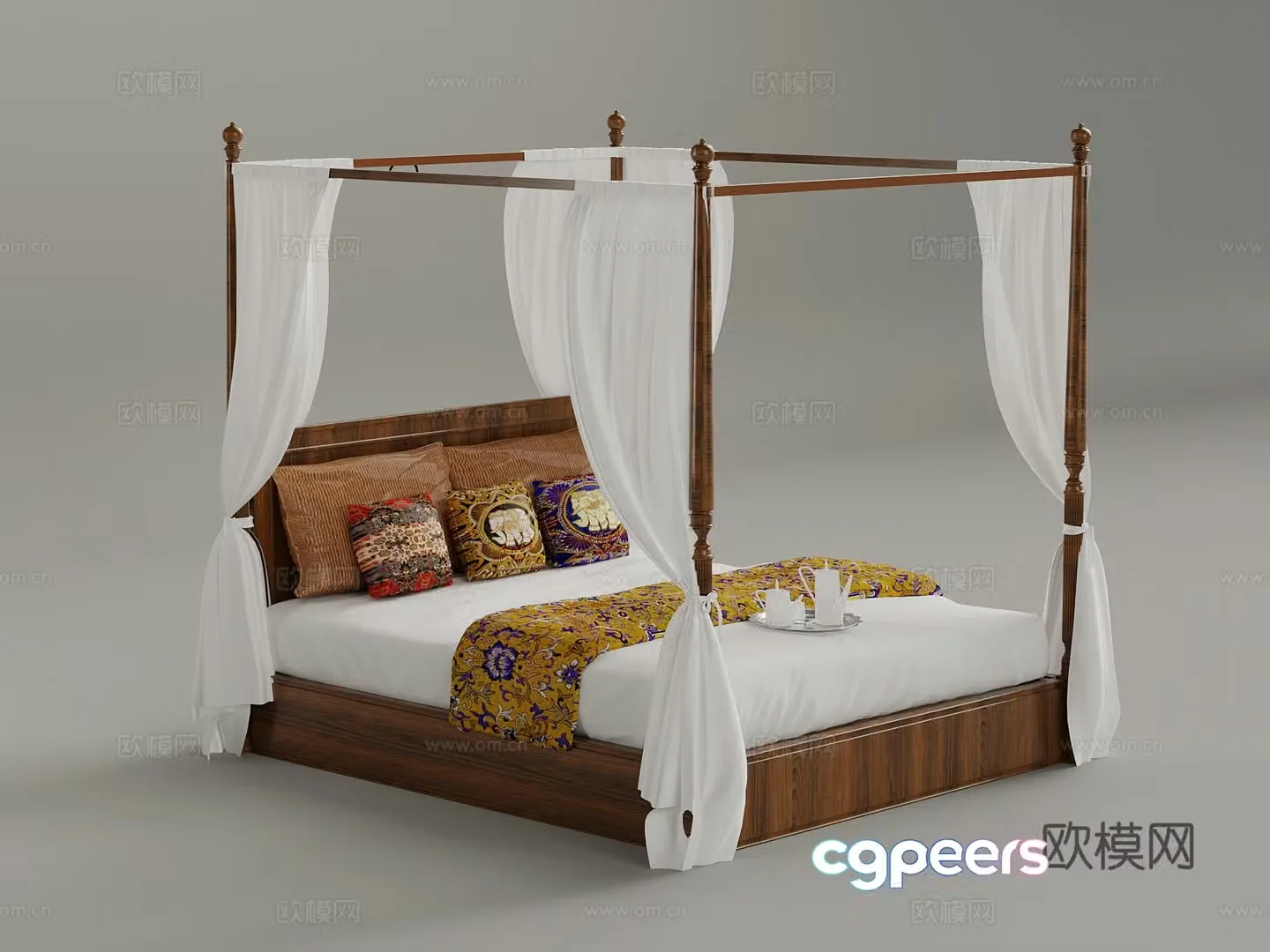 Double bed Wasabi folk double bed 3d model