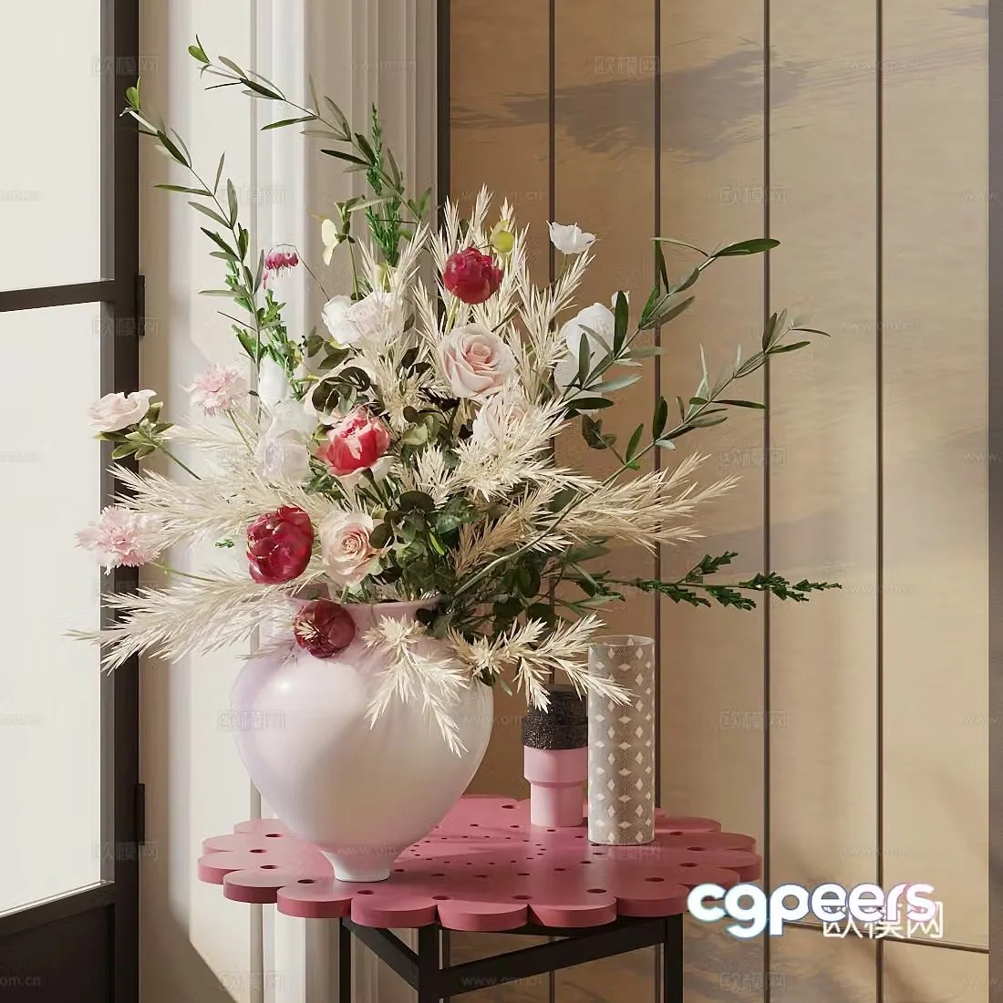 Flowers Ceramic vases Flower art flowers Fake flowers immortal flowers Living room vase ornaments Sales office flower art 3D model