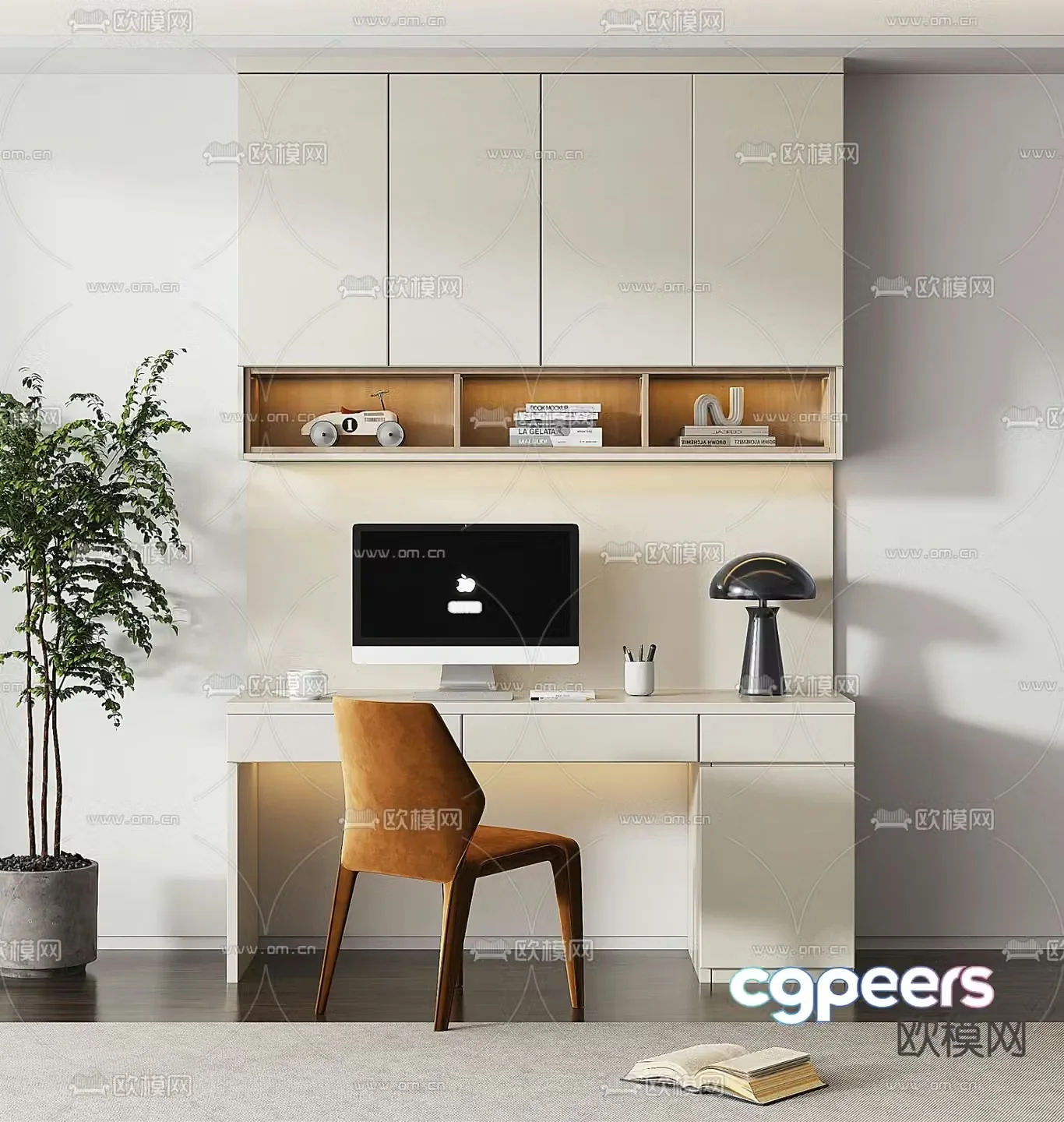 Modern desk computer desk study table 3d model