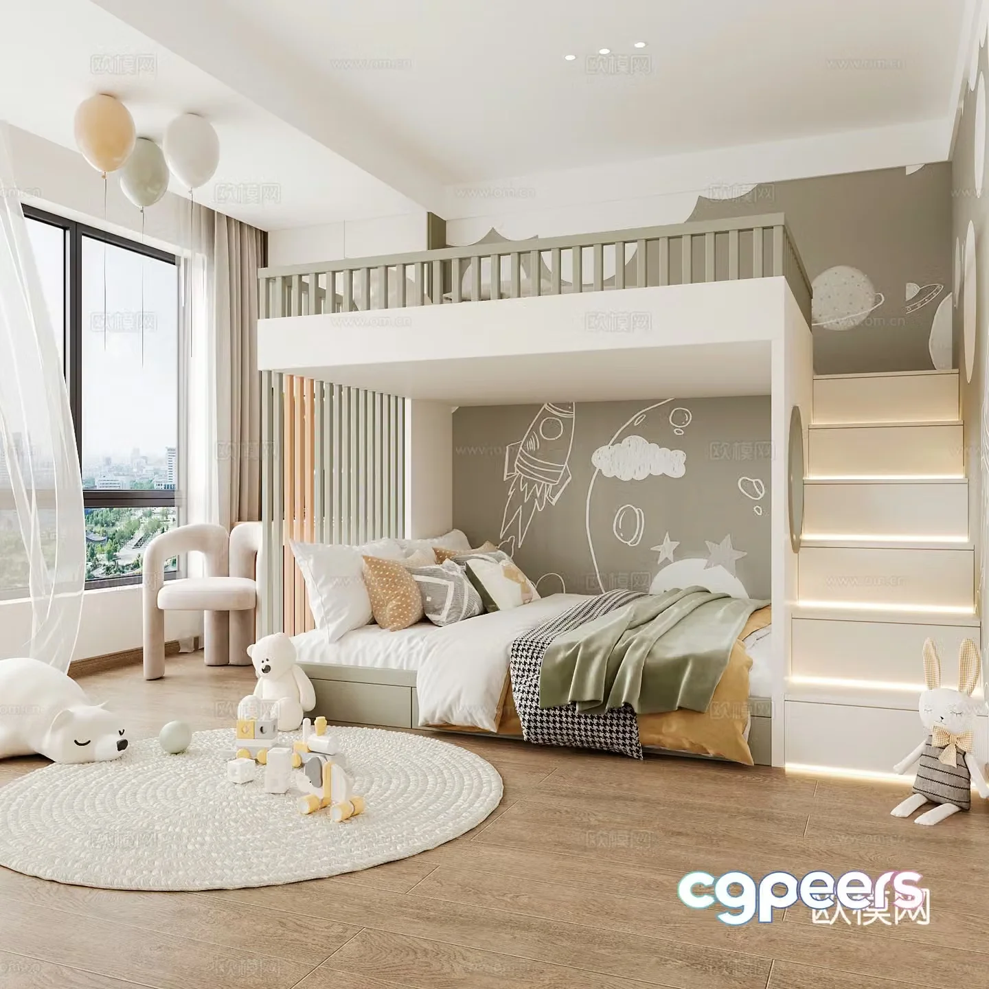 Modern children’s room children’s room 3d model
