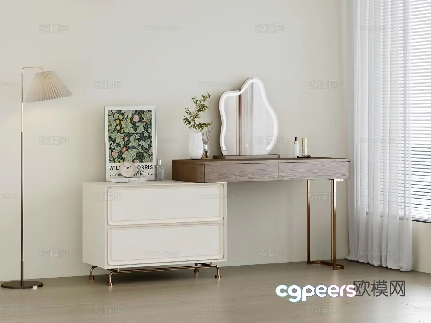 Medieval style dressing table 3d model