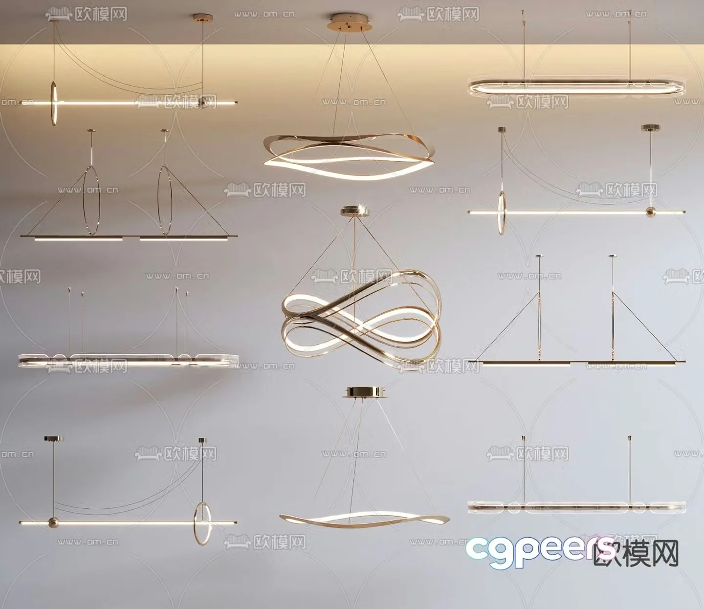 Art chandelier long chandelier 3d model