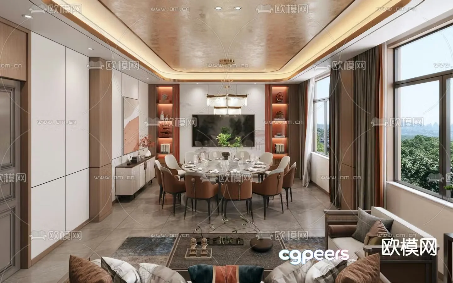 Chinese restaurant private room 3D model of restaurant private room