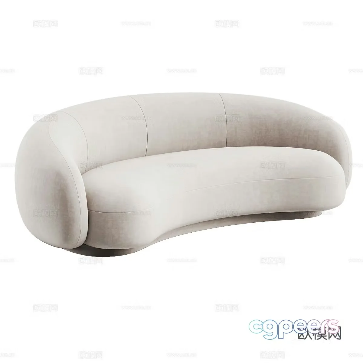 Cream style multi-person sofa fabric sofa casual sofa courtyard sofa sofa pillow curved 3D model